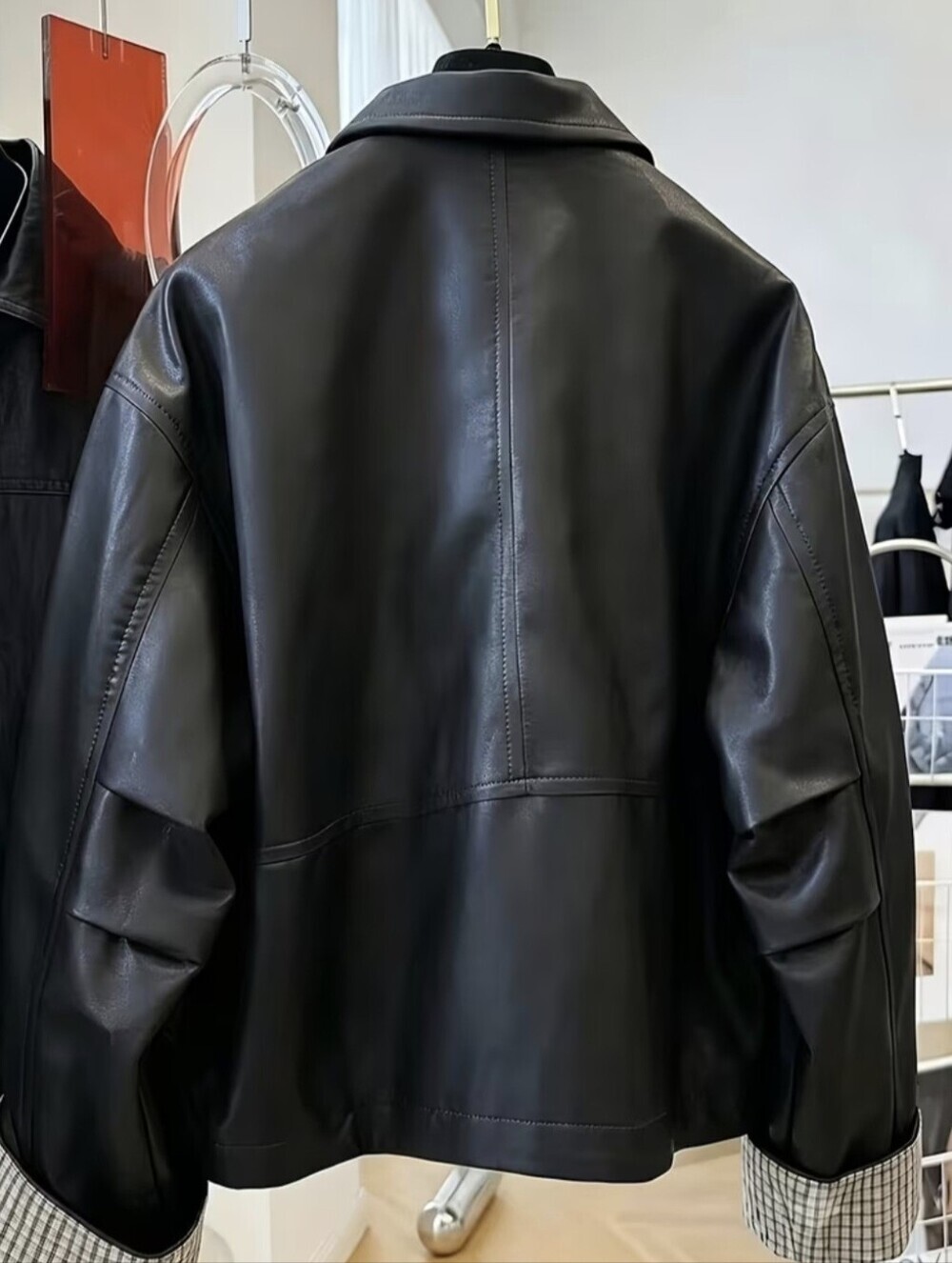 Color-Block Sleeve Statement Jacket. Biker Riding Windproof Coat - Picture 2 of 4